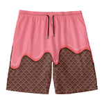 Strawberry Ice Cream Melted Print Men's Swim Trunks