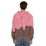 Strawberry Ice Cream Melted Print Men's Velvet Pullover Hoodie