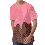 Strawberry Ice Cream Melted Print Men's Velvet T-Shirt