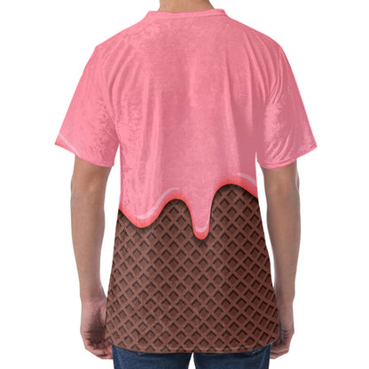 Strawberry Ice Cream Melted Print Men's Velvet T-Shirt