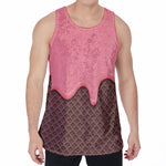 Strawberry Ice Cream Melted Print Men's Velvet Tank Top