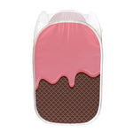 Strawberry Ice Cream Melted Print Mesh Laundry Hamper