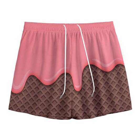 Strawberry Ice Cream Melted Print Mesh Shorts