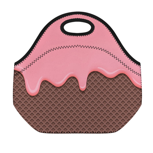 Strawberry Ice Cream Melted Print Neoprene Lunch Bag