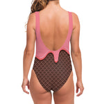 Strawberry Ice Cream Melted Print One Piece Swimsuit