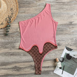 Strawberry Ice Cream Melted Print One Shoulder Bodysuit