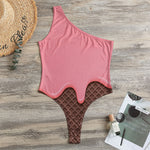 Strawberry Ice Cream Melted Print One Shoulder Bodysuit
