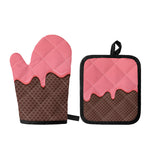 Strawberry Ice Cream Melted Print Oven Mitt And Pot Holder Set