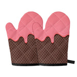 Strawberry Ice Cream Melted Print Oven Mitts