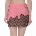 Strawberry Ice Cream Melted Print Pencil Mini Skirt