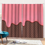 Strawberry Ice Cream Melted Print Pencil Pleat Curtains