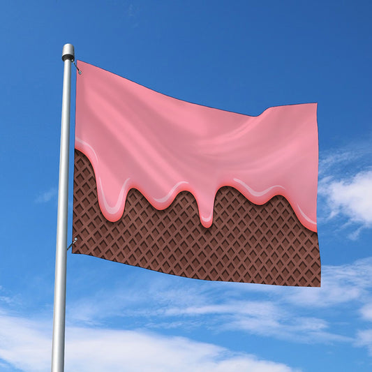 Strawberry Ice Cream Melted Print Polyester Flag