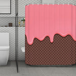 Strawberry Ice Cream Melted Print Polyester Shower Curtain