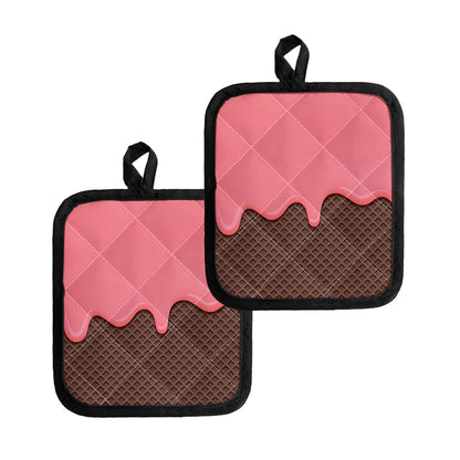 Strawberry Ice Cream Melted Print Pot Holders