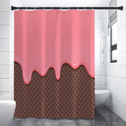 Strawberry Ice Cream Melted Print Premium Shower Curtain