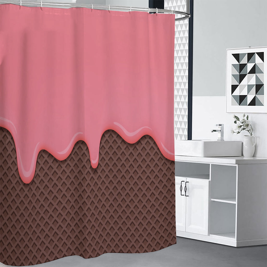 Strawberry Ice Cream Melted Print Premium Shower Curtain