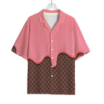 Strawberry Ice Cream Melted Print Rayon Hawaiian Shirt
