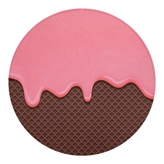 Strawberry Ice Cream Melted Print Round Blanket