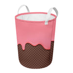 Strawberry Ice Cream Melted Print Round Laundry Basket