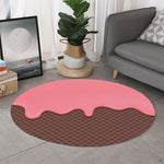 Strawberry Ice Cream Melted Print Round Rug