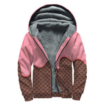 Strawberry Ice Cream Melted Print Sherpa Lined Zip Up Hoodie