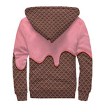 Strawberry Ice Cream Melted Print Sherpa Lined Zip Up Hoodie