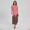 Strawberry Ice Cream Melted Print Short Sleeve Maxi Dress