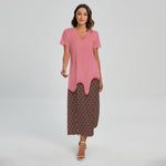 Strawberry Ice Cream Melted Print Short Sleeve Maxi Dress