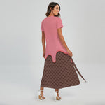 Strawberry Ice Cream Melted Print Short Sleeve Maxi Dress