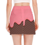 Strawberry Ice Cream Melted Print Side Slit Mini Skirt