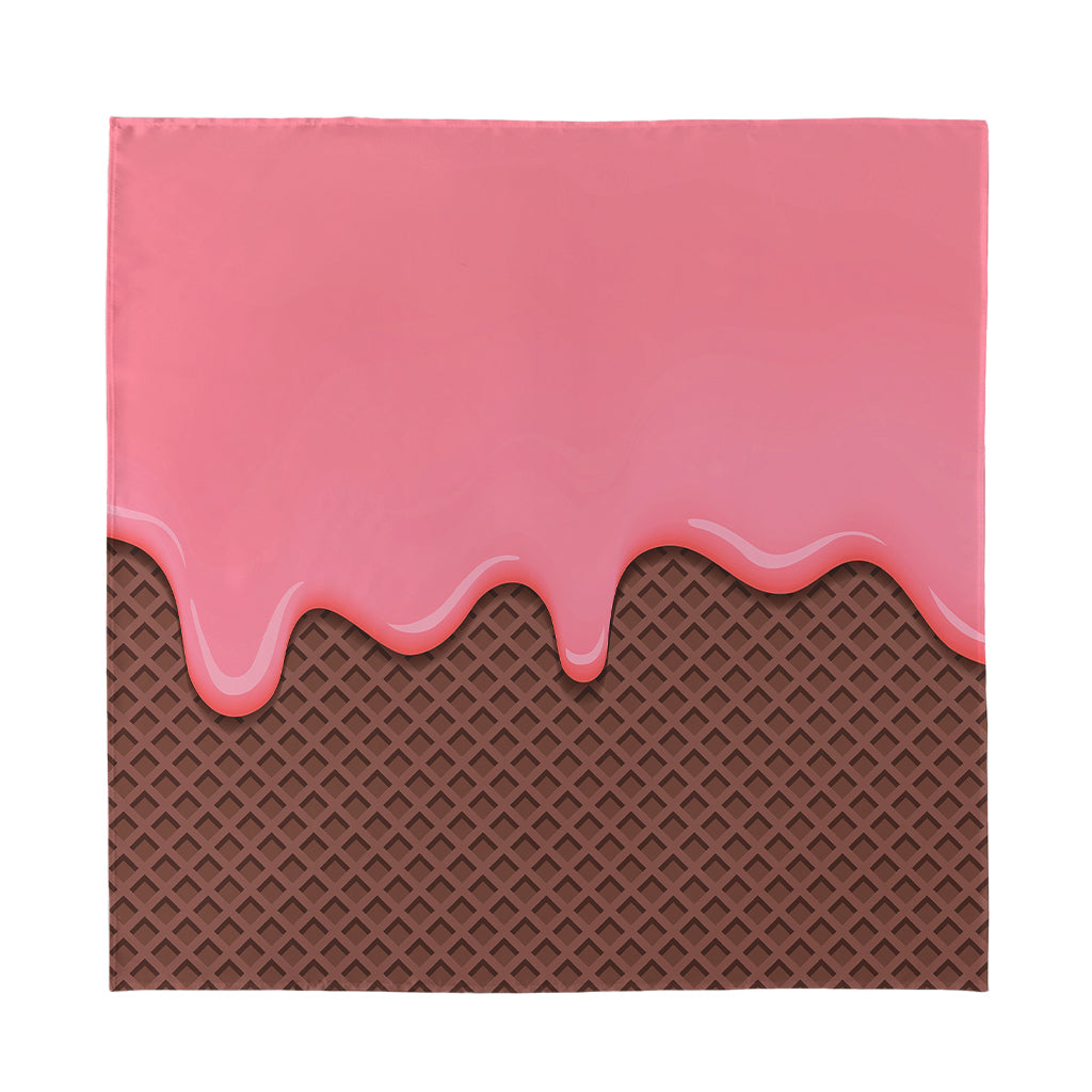 Strawberry Ice Cream Melted Print Silk Bandana