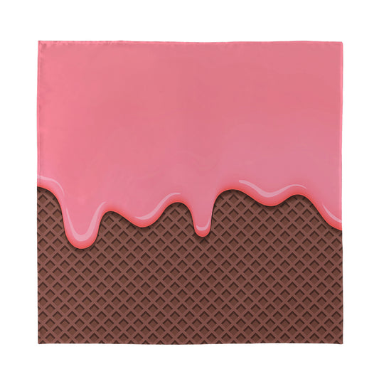 Strawberry Ice Cream Melted Print Silk Bandana