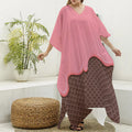 Strawberry Ice Cream Melted Print Silk V-Neck Kaftan Dress