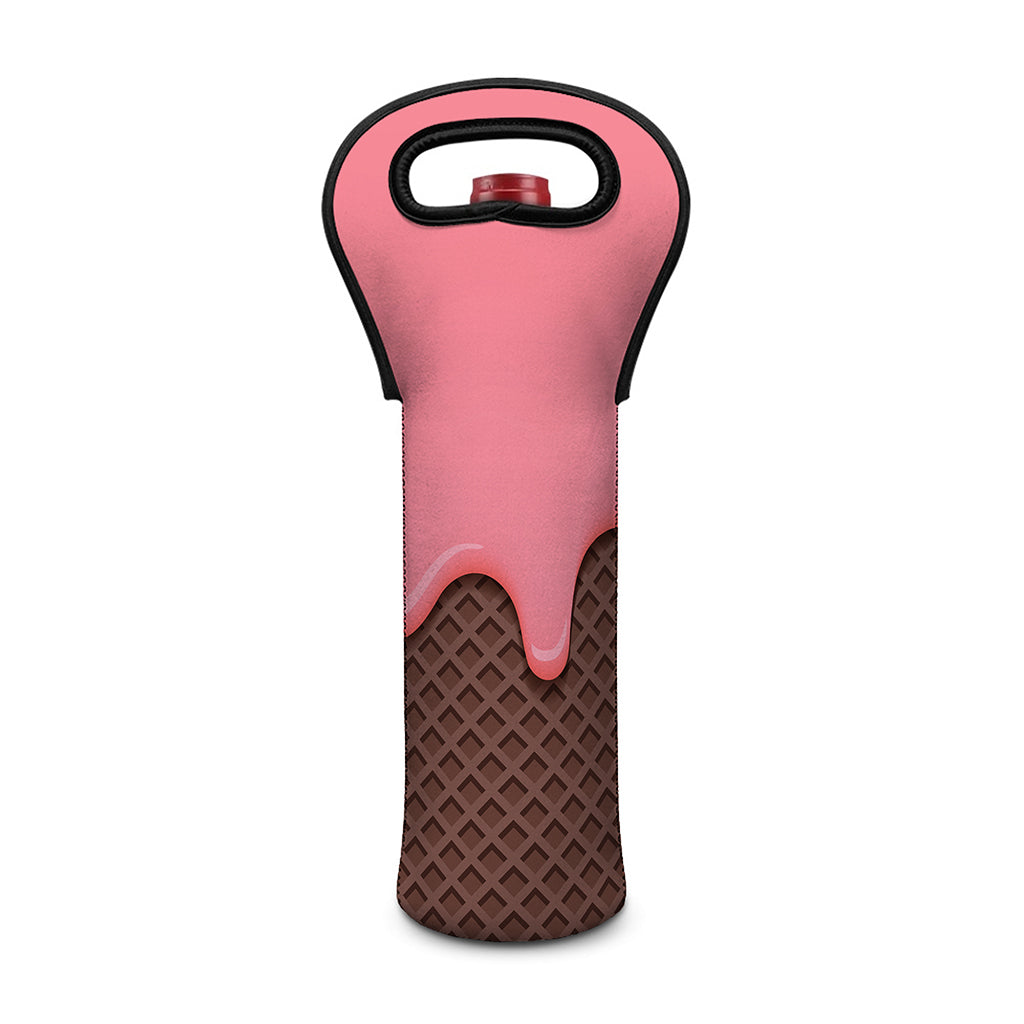 Strawberry Ice Cream Melted Print Single Neoprene Wine Tote