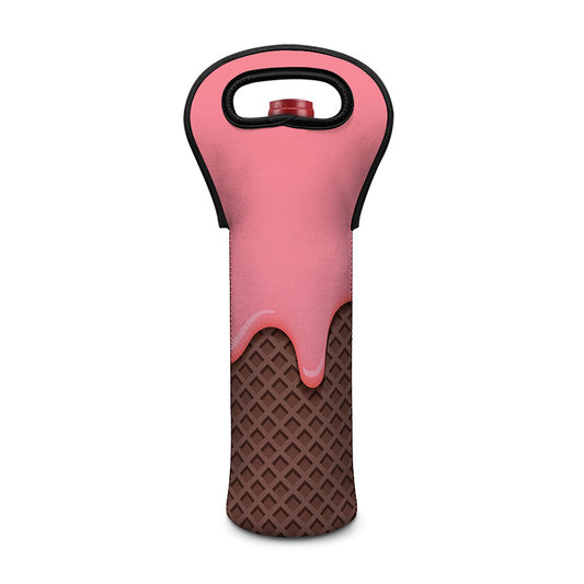 Strawberry Ice Cream Melted Print Single Neoprene Wine Tote