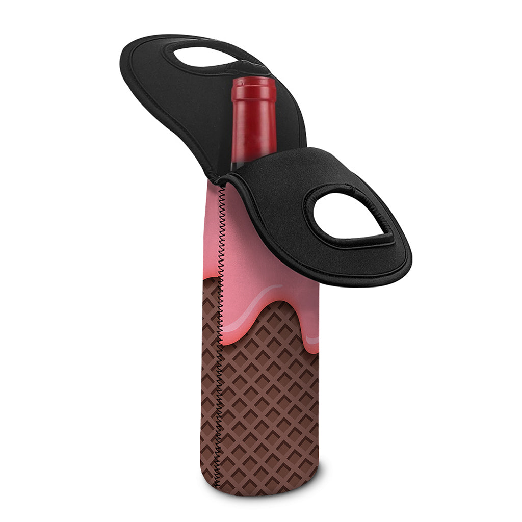 Strawberry Ice Cream Melted Print Single Neoprene Wine Tote