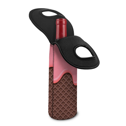 Strawberry Ice Cream Melted Print Single Neoprene Wine Tote