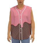 Strawberry Ice Cream Melted Print Sleeveless Baseball Jersey