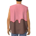 Strawberry Ice Cream Melted Print Sleeveless Baseball Jersey