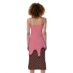 Strawberry Ice Cream Melted Print Slim Fit Midi Cami Dress