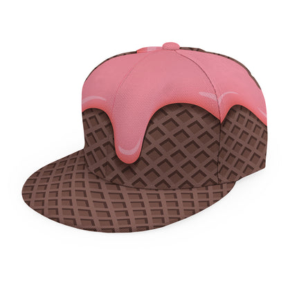 Strawberry Ice Cream Melted Print Snapback Cap