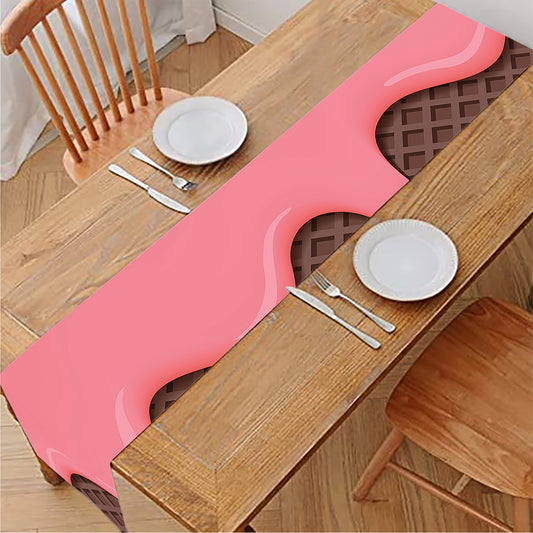 Strawberry Ice Cream Melted Print Table Runner