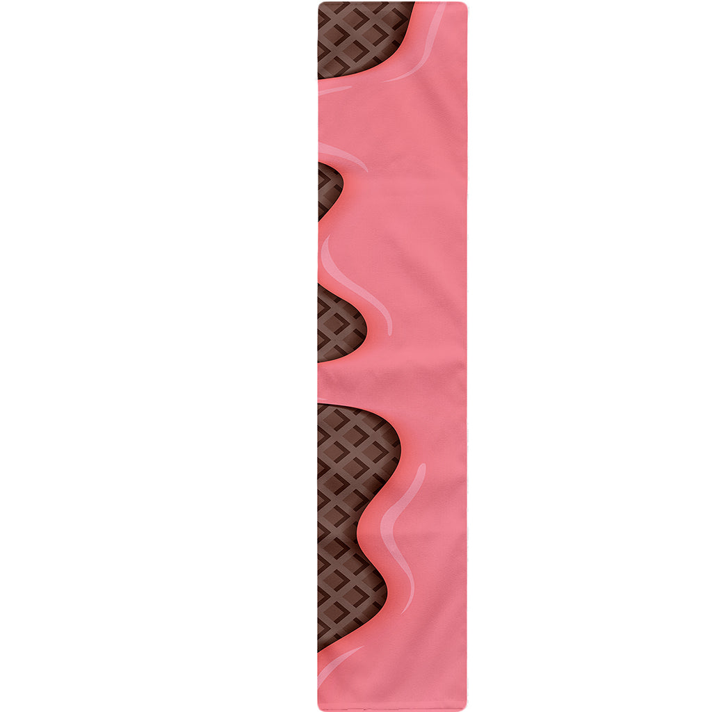 Strawberry Ice Cream Melted Print Table Runner