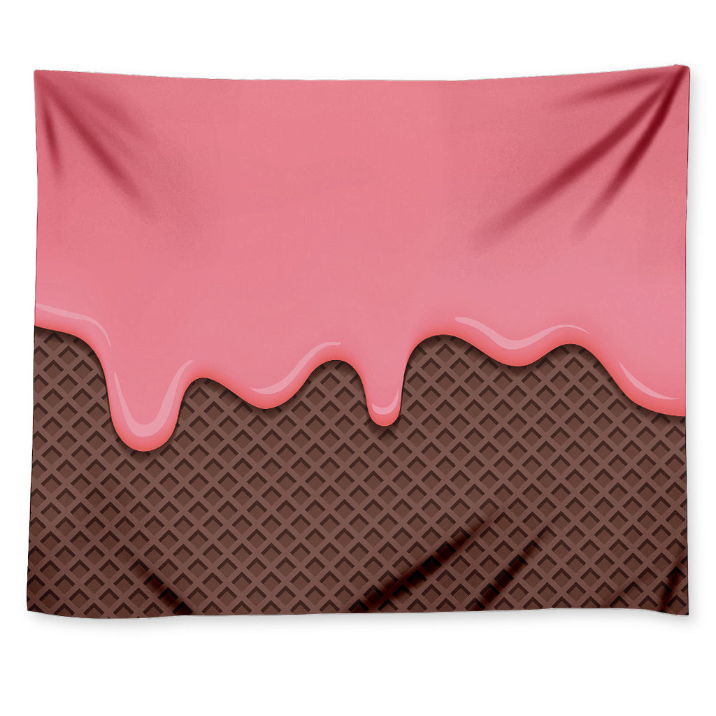 Strawberry Ice Cream Melted Print Tapestry