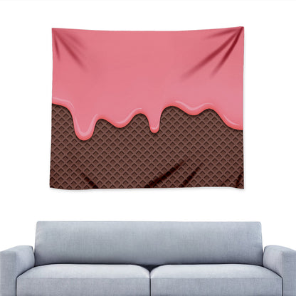 Strawberry Ice Cream Melted Print Tapestry