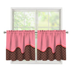 Strawberry Ice Cream Melted Print Tier Curtains