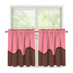 Strawberry Ice Cream Melted Print Tier Curtains