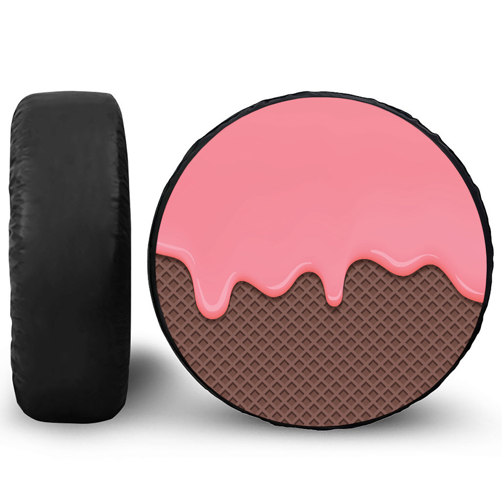Strawberry Ice Cream Melted Print Tire Cover