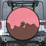 Strawberry Ice Cream Melted Print Tire Cover With Camera Hole
