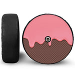 Strawberry Ice Cream Melted Print Tire Cover With Camera Hole